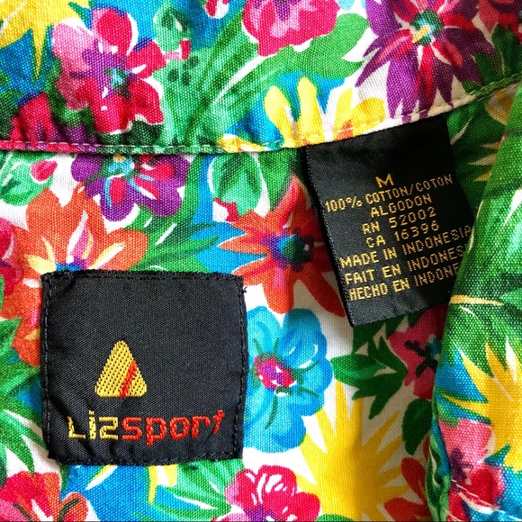 💐VINTAGE Liz Claiborne Multicolor Floral Cotton Top - Picture 5 of 5